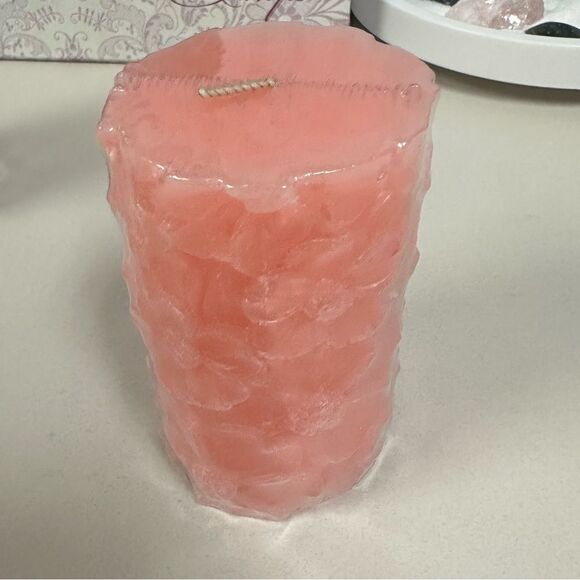 Sullivans Pink Tall Floral Pillar Candle - Picture 2 of 3